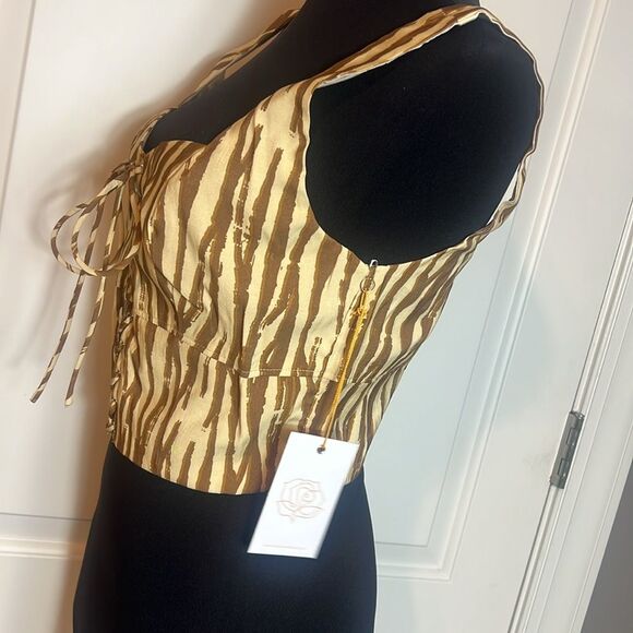 BNWT - BACKYARD ROSES PAXTON BROWN ZEBRA CORSET TOP - Picture 5 of 10